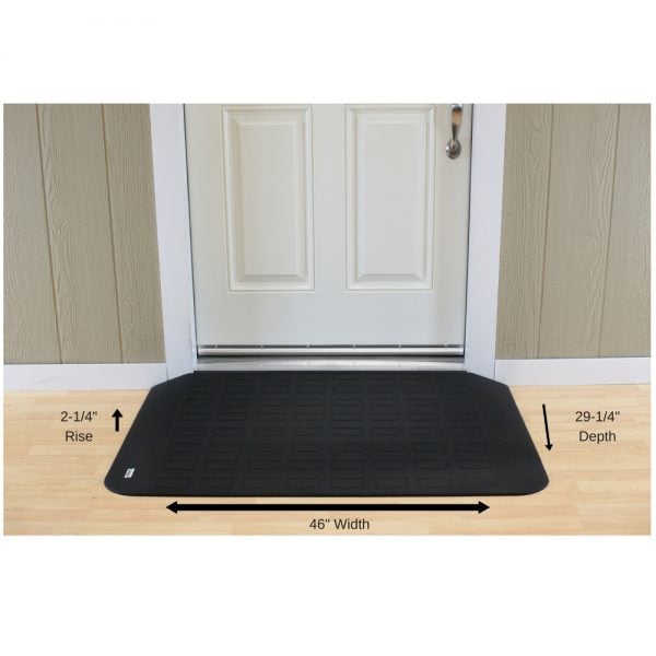 ADA Compliant Rubber Threshold Ramp: 2-1/4" Rise x 46" Wide x 29-3/4" Depth